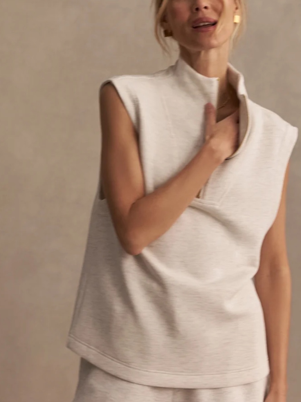 VARLEY Magnolia Half Zip Tank 2.0 Ivory Marl Size S NEW - Picture 4 of 12